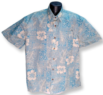 Charcoal Tapa Hawaiian Shirt- Made in USA 100% Cotton